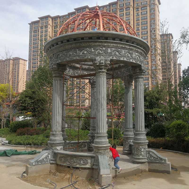 景觀涼亭廠家，園林小區(qū)景觀亭子，大理石石材涼亭