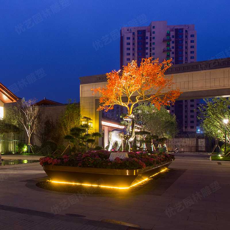 不銹鋼鹿，不銹鋼雕塑廠家，定制不銹鋼雕塑