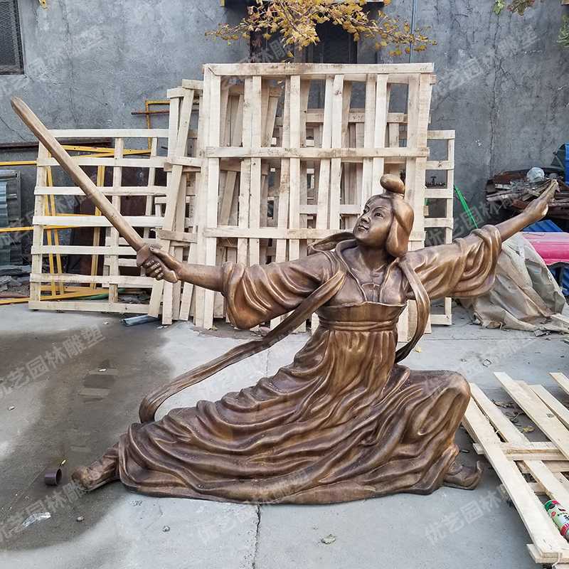 銅舞劍人物雕塑，古代銅人物雕塑